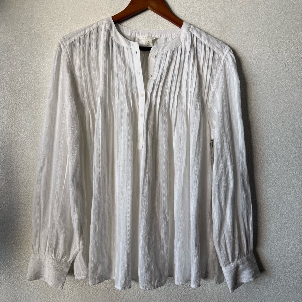 Caslon White Pintuck 100% Cotton Top New With Tags